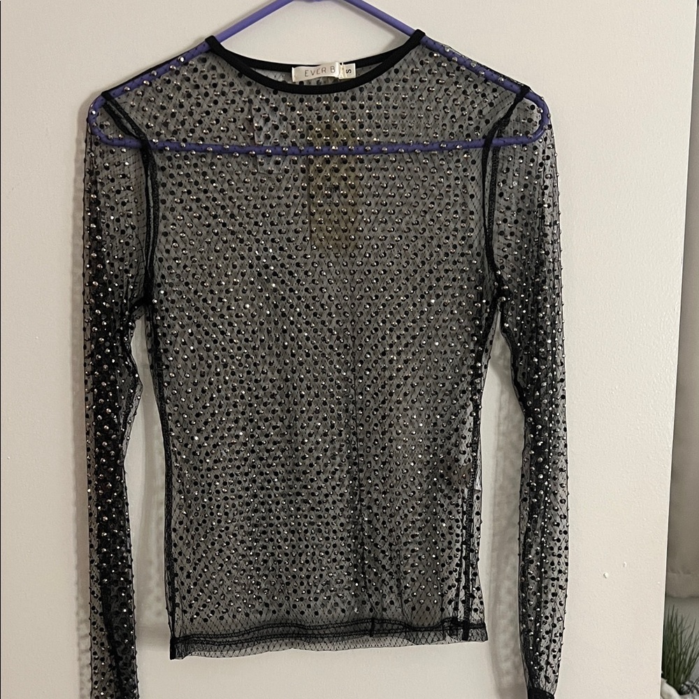 Elegant Black Sheer Studded Top